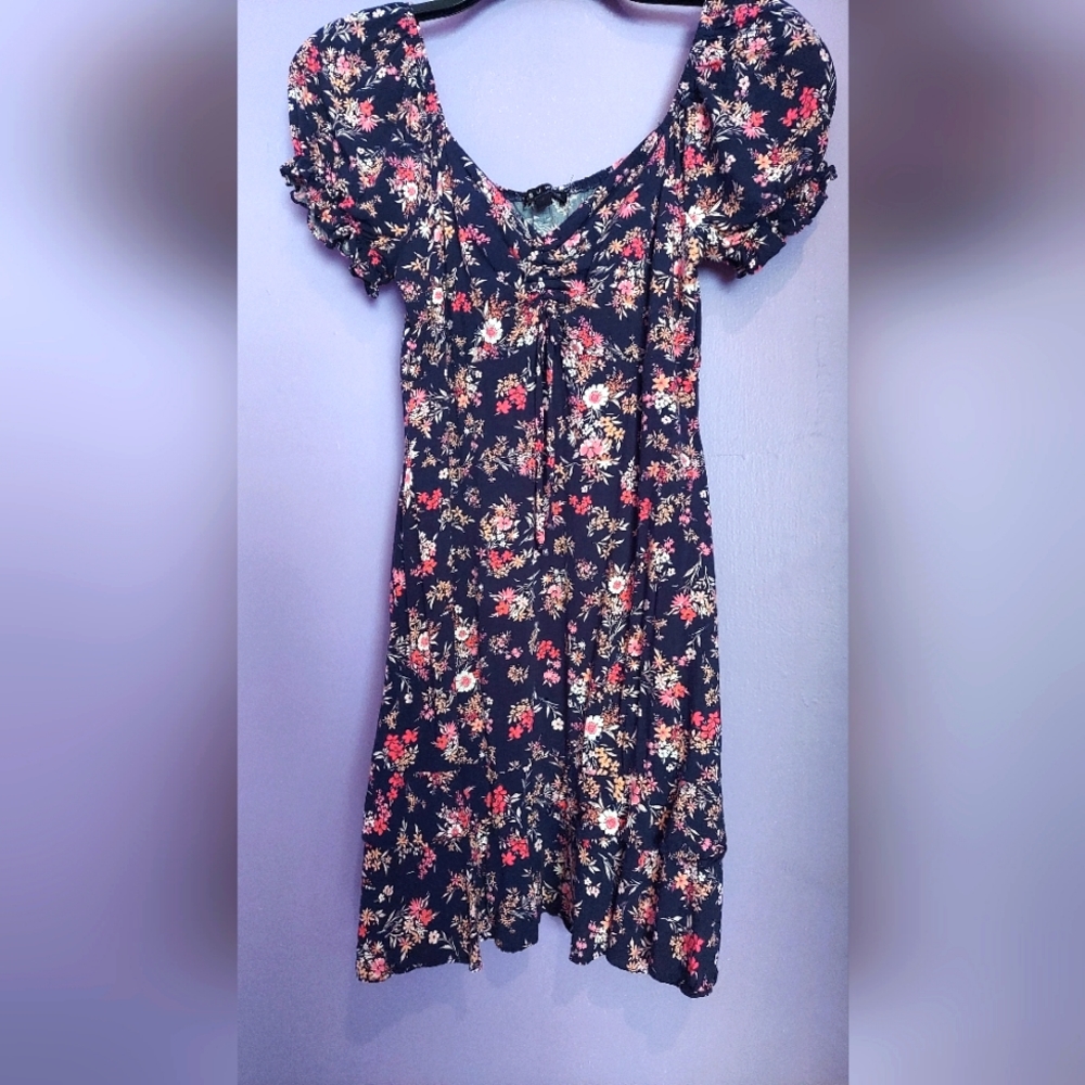 Blue floral mini dress